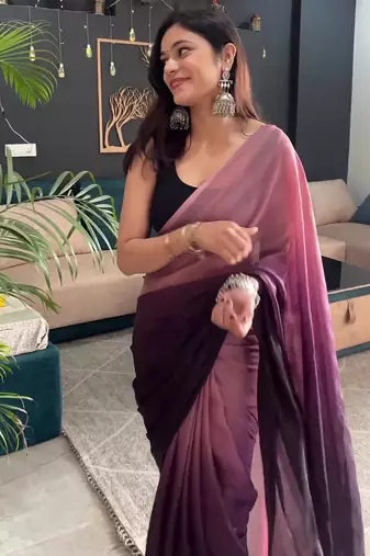 pink-multicolor nylon pre stitch one minute pre draped saree