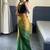 green-musturd color nylon  pedding printed pre drape one minute saree with un-stitch blouse