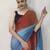 orange-skyblue color nylon  pedding printed pre drape one minute saree with un-stitch blouse