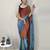 orange-skyblue color nylon  pedding printed pre drape one minute saree with un-stitch blouse