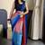 pink-skyblue color nylon  pedding printed pre drape one minute saree with un-stitch blouse