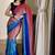 pink-skyblue color nylon  pedding printed pre drape one minute saree with un-stitch blouse