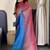 pink-skyblue color nylon  pedding printed pre drape one minute saree with un-stitch blouse
