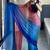 pink-skyblue color nylon  pedding printed pre drape one minute saree with un-stitch blouse
