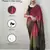 red-multicolor color nylon  pedding printed pre drape one minute saree with un-stitch blouse