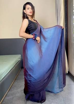 blue-teal nylon pedding printed pre drape one minute saree 4
