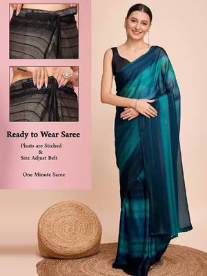 blue nylon pedding lining pre drape one minute saree 1
