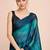 blue color nylon  pedding lining pre drape one minute saree with un-stitch blouse