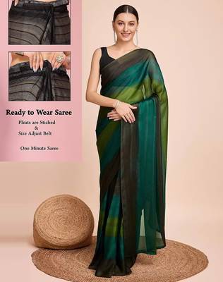 green nylon pedding lining pre drape one minute saree 2