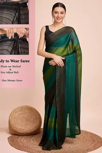 green nylon pedding lining pre drape one minute saree