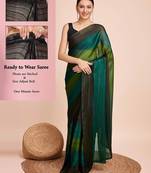 green color nylon  pedding lining pre drape one minute saree with un-stitch blouse