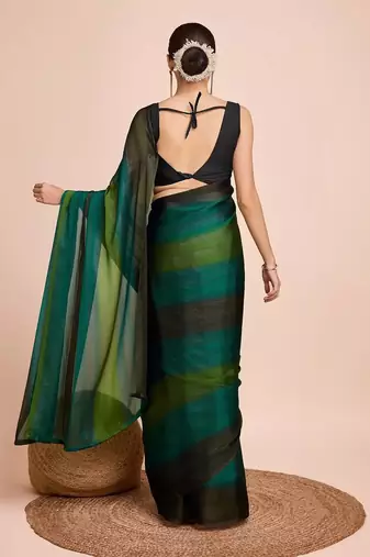 green nylon pedding lining pre drape one minute saree