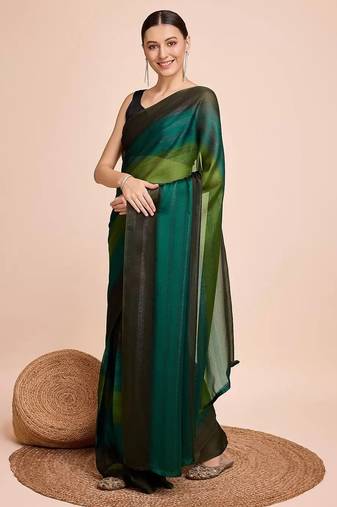 green nylon pedding lining pre drape one minute saree