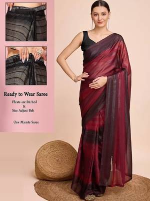 maroon nylon pedding lining pre drape one minute saree 2