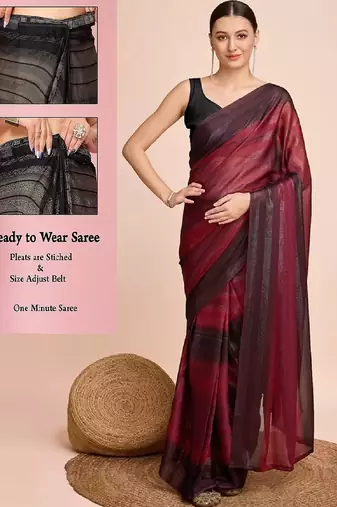 maroon nylon pedding lining pre drape one minute saree
