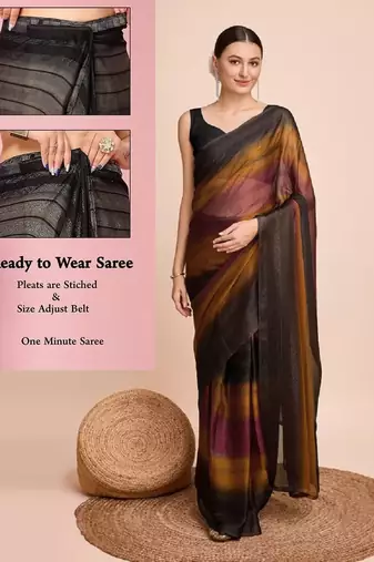 musturd nylon pedding lining pre drape one minute saree