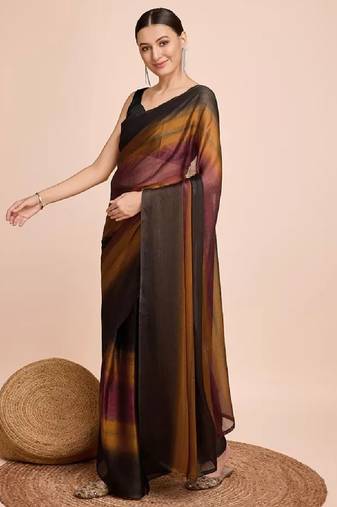 musturd nylon pedding lining pre drape one minute saree