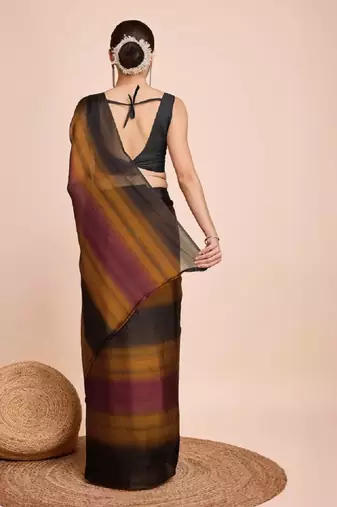 musturd nylon pedding lining pre drape one minute saree