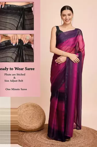 pink nylon pedding lining pre drape one minute saree
