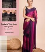 pink color nylon  pedding lining pre drape one minute saree with un-stitch blouse