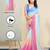 Pink-sky blue color georgette digital printed pre drape ready to wear saree with un-stitch blouse