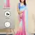 Pink-sky blue color georgette digital printed pre drape ready to wear saree with un-stitch blouse