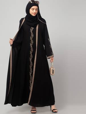 women latest Dubai Stylish embroidered long lenth shrug abaya burkha 1