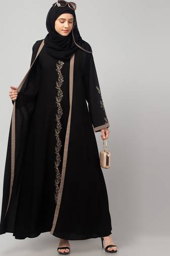 women latest Dubai Stylish embroidered long lenth shrug abaya burkha
