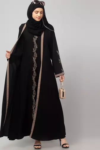 women latest Dubai Stylish embroidered long lenth shrug abaya burkha