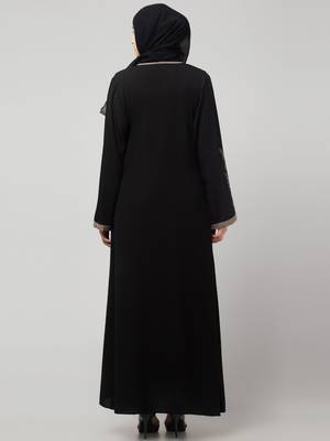 women latest Dubai Stylish embroidered long lenth shrug abaya burkha 2