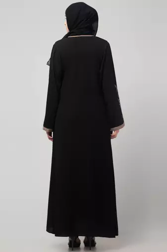 women latest Dubai Stylish embroidered long lenth shrug abaya burkha