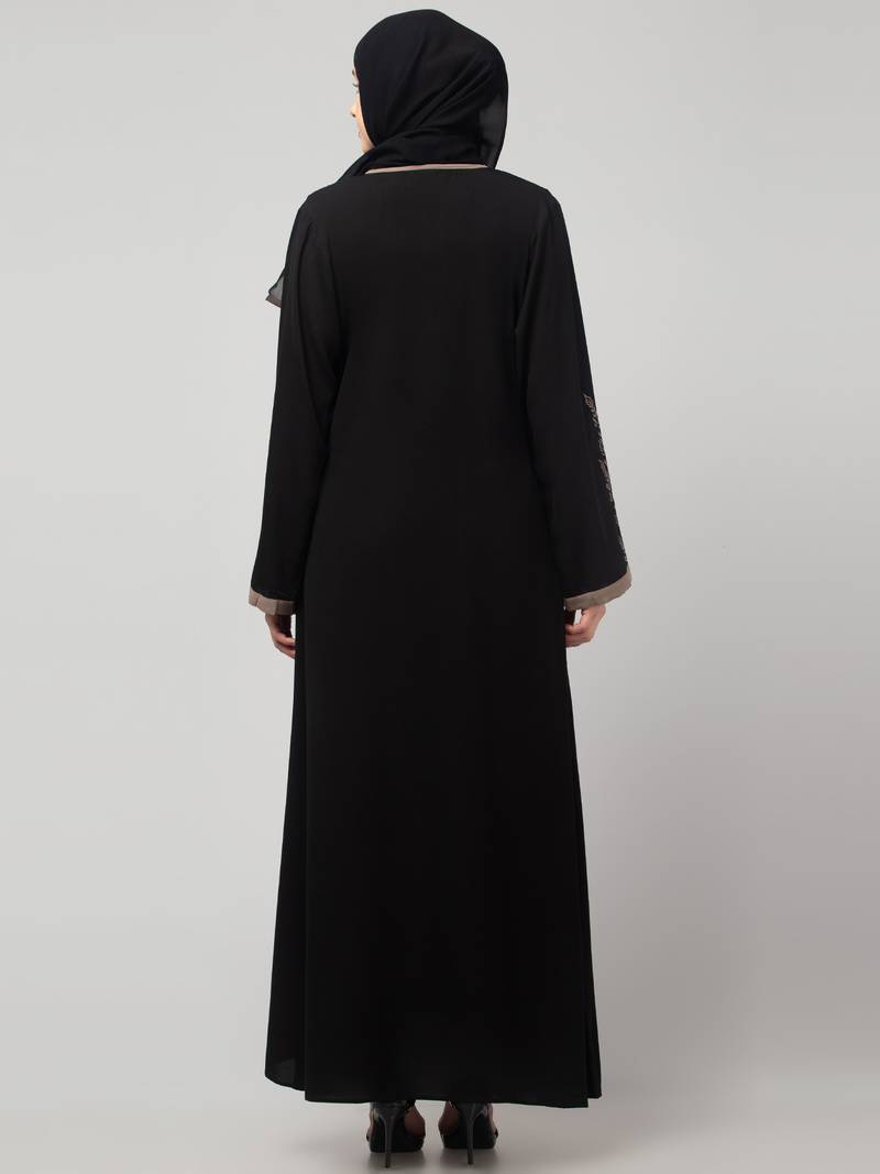 women latest Dubai Stylish embroidered long lenth shrug abaya burkha