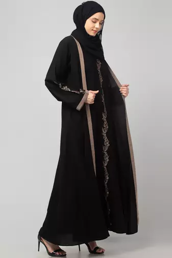 women latest Dubai Stylish embroidered long lenth shrug abaya burkha