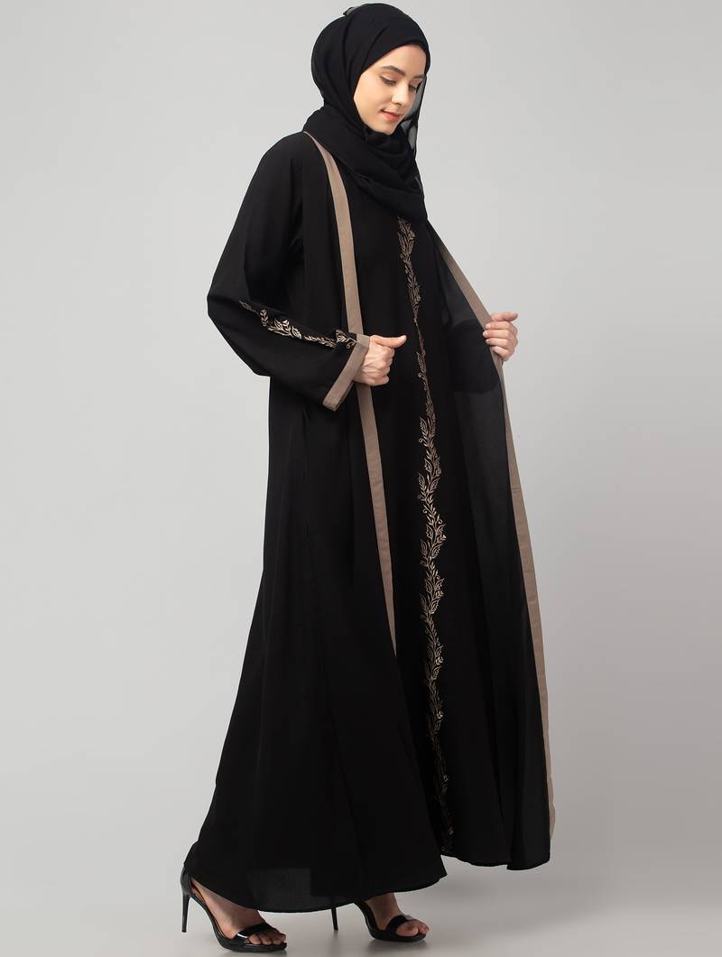 women latest Dubai Stylish embroidered long lenth shrug abaya burkha