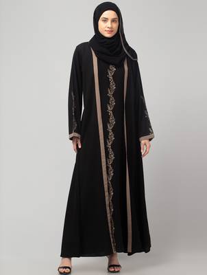 women latest Dubai Stylish embroidered long lenth shrug abaya burkha 4