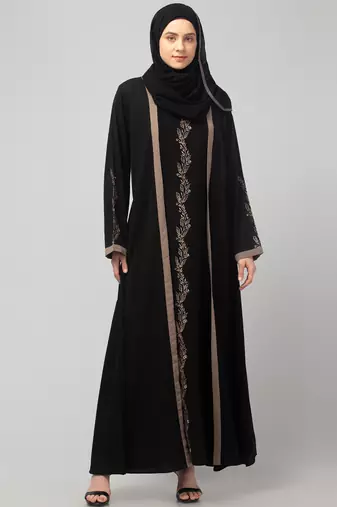 women latest Dubai Stylish embroidered long lenth shrug abaya burkha
