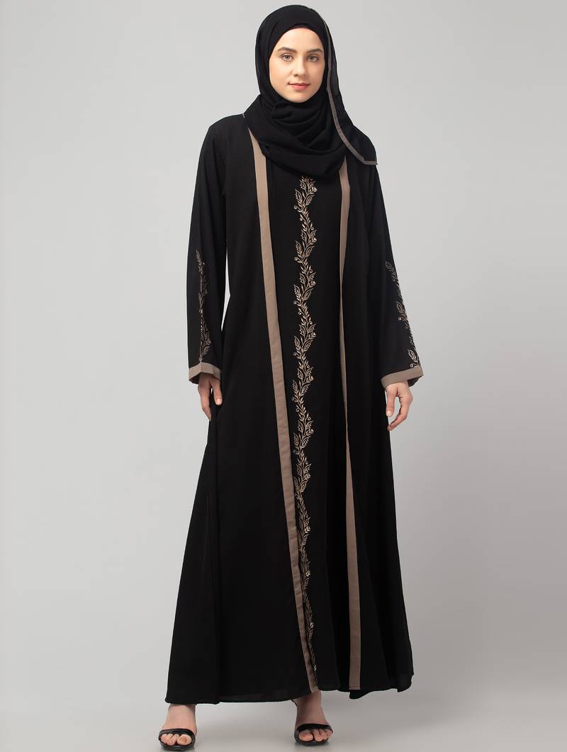 women latest Dubai Stylish embroidered long lenth shrug abaya burkha
