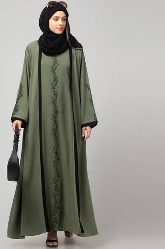women latest Dubai Stylish embroidered long lenth shrug abaya dress