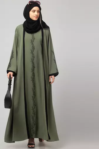 women latest Dubai Stylish embroidered long lenth shrug abaya dress