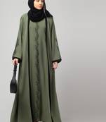 women latest Dubai Stylish embroidered long lenth shrug abaya dress
