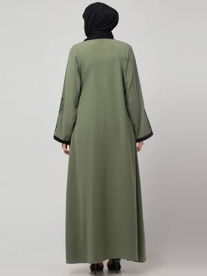 women latest Dubai Stylish embroidered long lenth shrug abaya dress 2