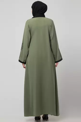 women latest Dubai Stylish embroidered long lenth shrug abaya dress
