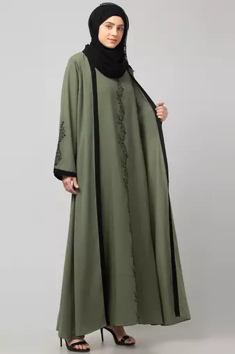 women latest Dubai Stylish embroidered long lenth shrug abaya dress