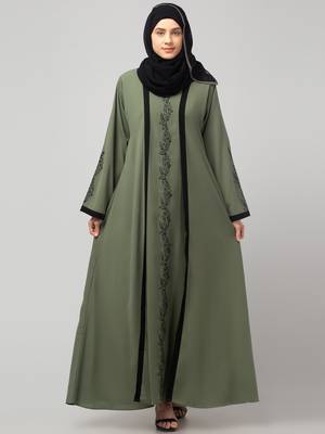 women latest Dubai Stylish embroidered long lenth shrug abaya dress 4