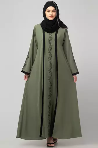 women latest Dubai Stylish embroidered long lenth shrug abaya dress