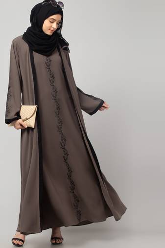 women latest Dubai Stylish embroidered long length shrug Abaya
