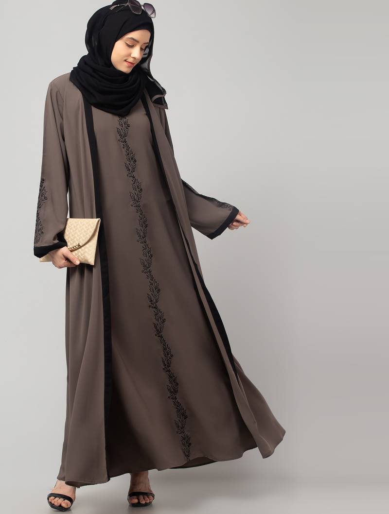 women latest Dubai Stylish embroidered long length shrug Abaya