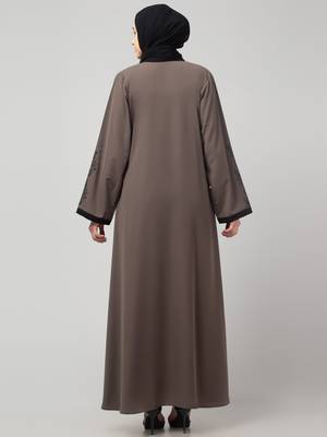 women latest Dubai Stylish embroidered long length shrug Abaya 2