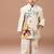 Beige embroidered cotton silk sherwani set