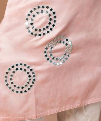 Powder pink embroidered jam satin kurta set 4